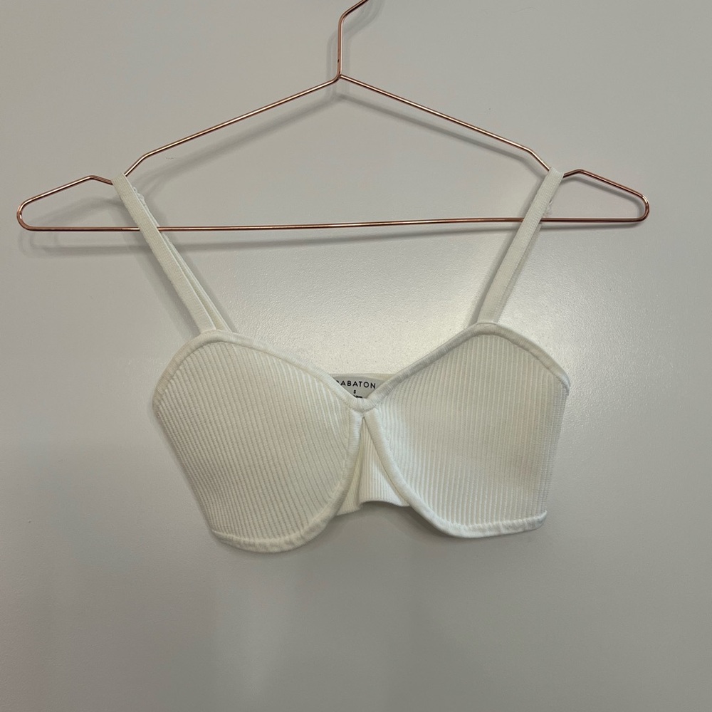 Babaton White Ribbed Bra - Aritizia